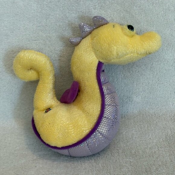Other - Ganz Webkinz LILKINZ  SEAHORSE Plush 7” No Code Yellow Purple Sparkly HS507